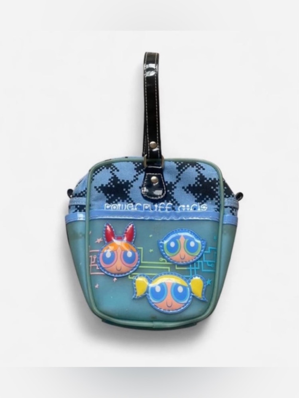 Vintage 2001 Y2k Power Puff Girls Mini Blue & Black Handbag Purse